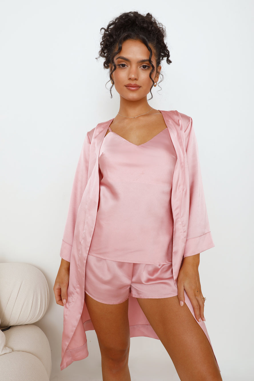 HELLO MOLLY Breakfast In Bed Satin Pyjama Shorts Pink