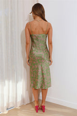 Island Cocktail Satin Midi Dress Green