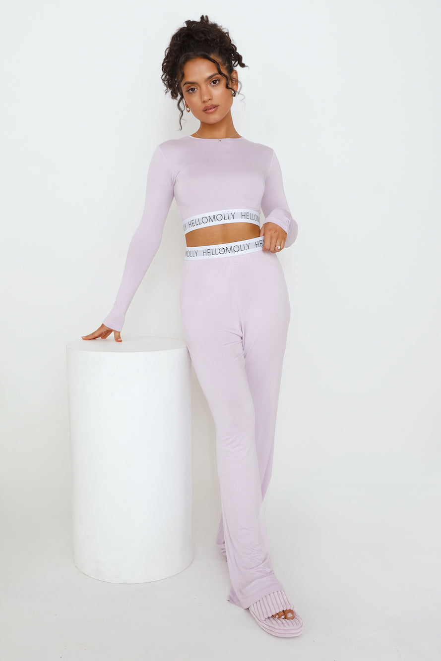 HELLO MOLLY Sweet Dreams Pyjama Long Sleeve Crop Top Lilac