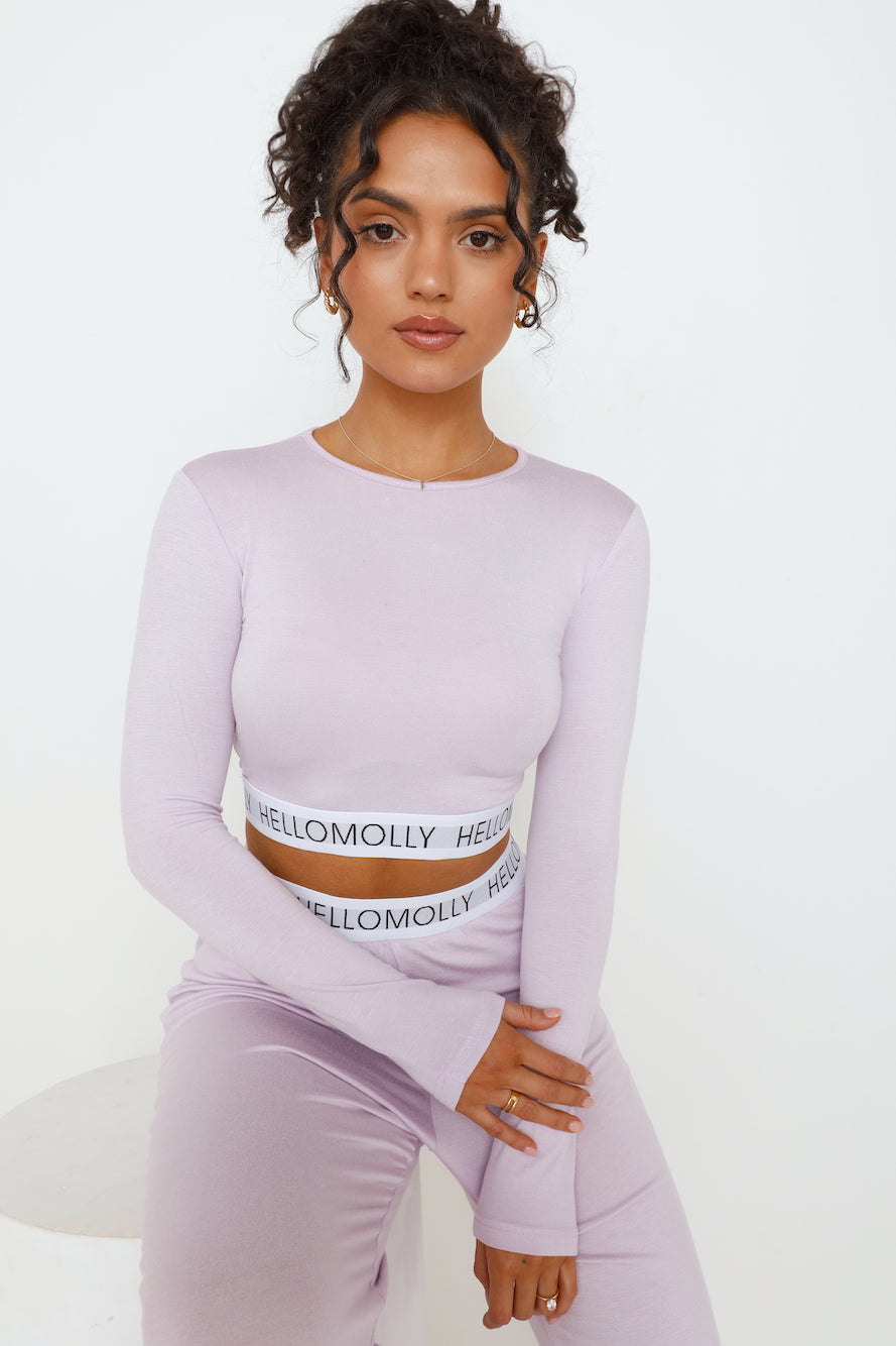 HELLO MOLLY Sweet Dreams Pyjama Long Sleeve Crop Top Lilac