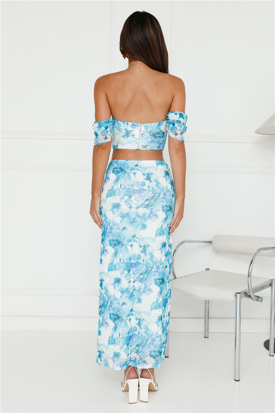 Let's Coordinate Mesh Crop Top Blue