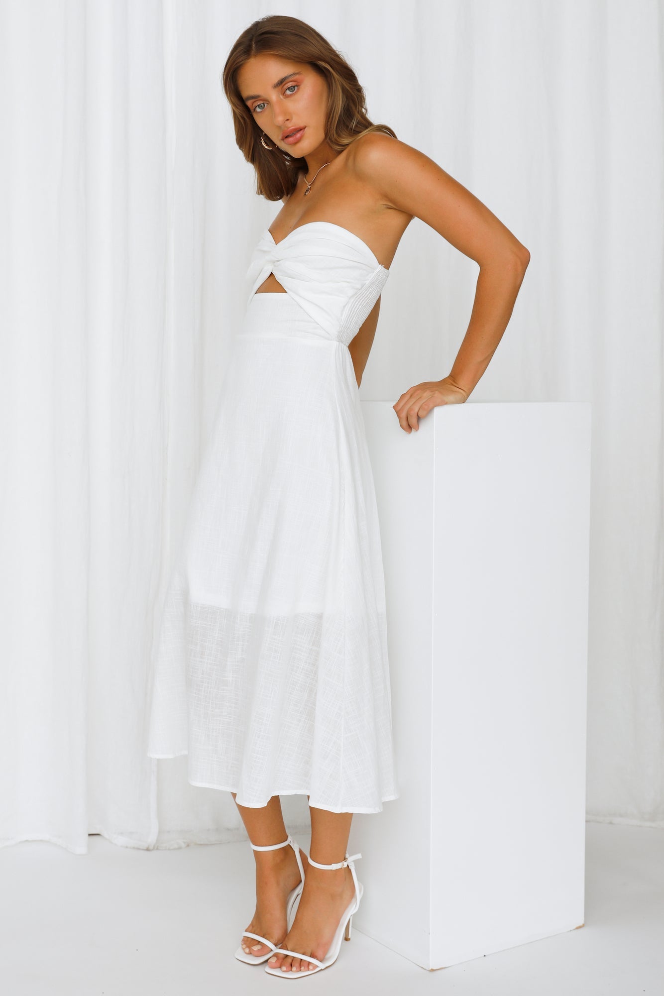 High Note Midi Dress White