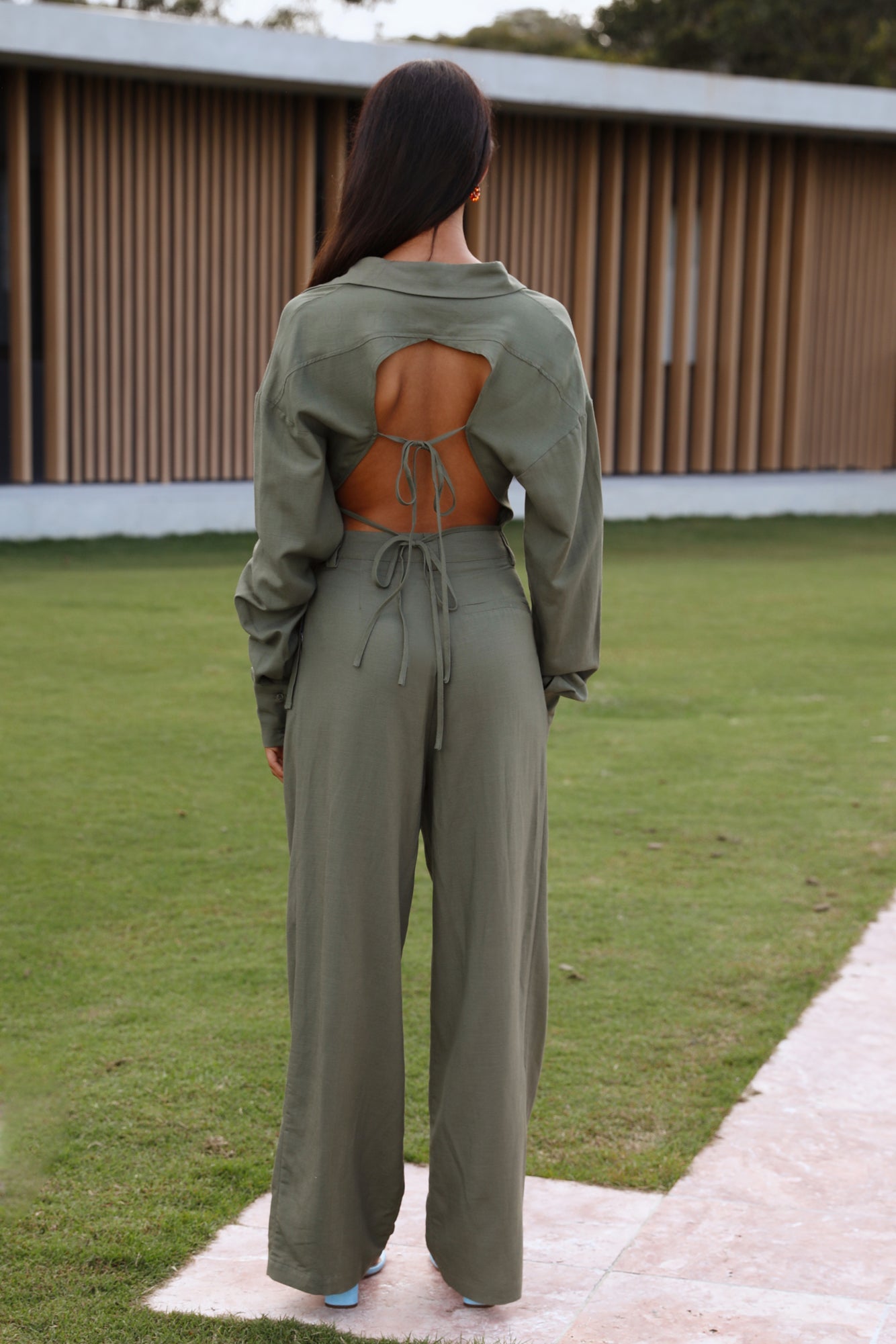 LIONESS Horizon Backless Shirt Khaki