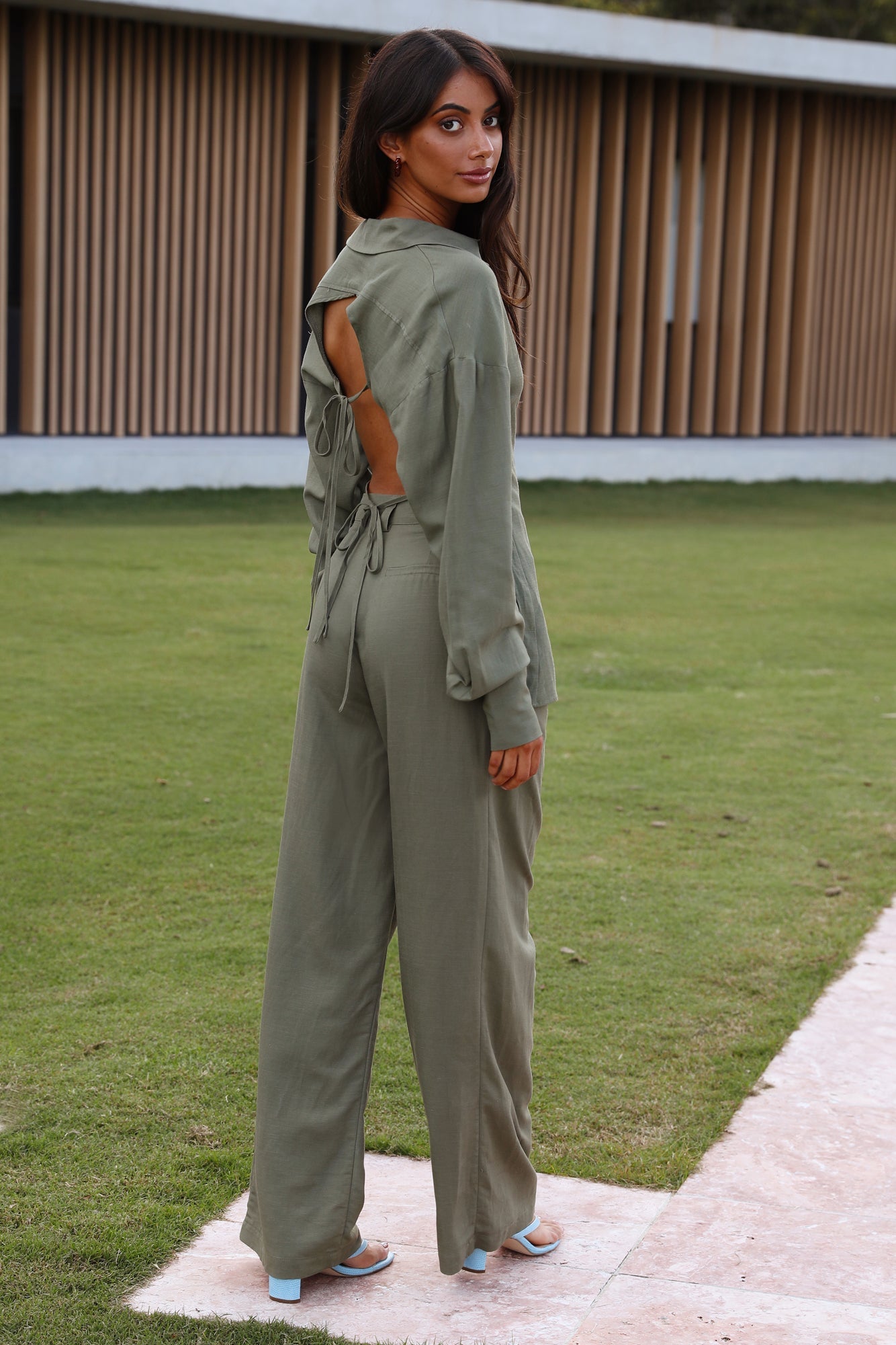 LIONESS Horizon Backless Shirt Khaki