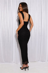 Manifesting You Mesh Midi Dress Black