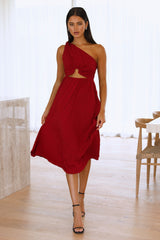 Drive Far Away Midi Dress Wine