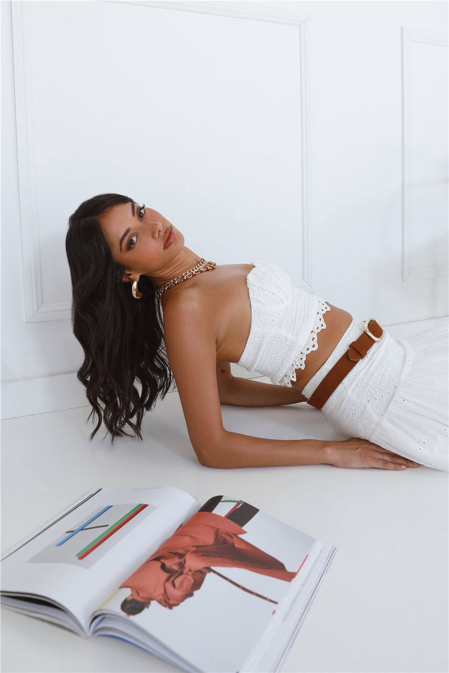 Little Details Strapless Crop Top White