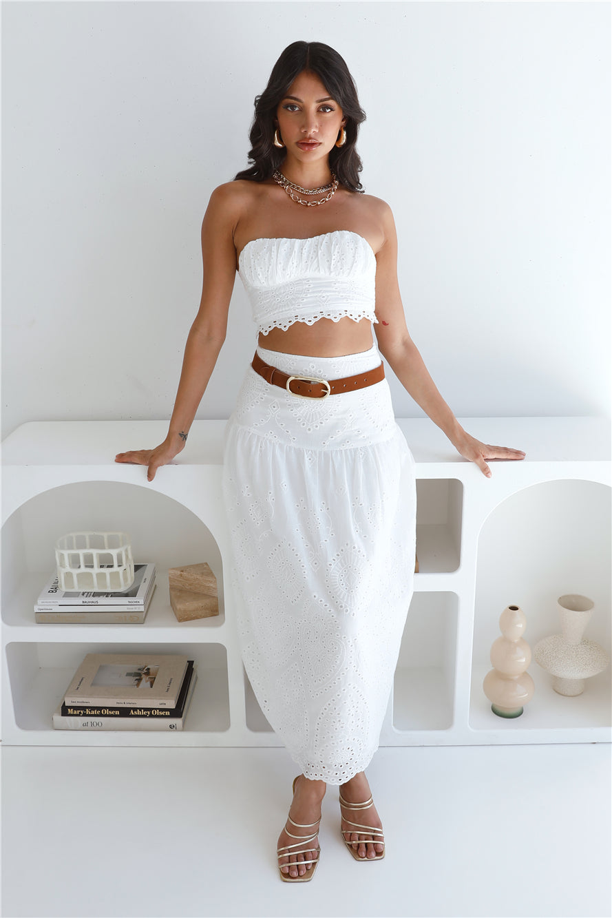 Little Details Strapless Crop Top White
