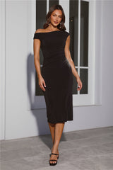 Juicy Berries Off The Shoulder Midi Dress Black