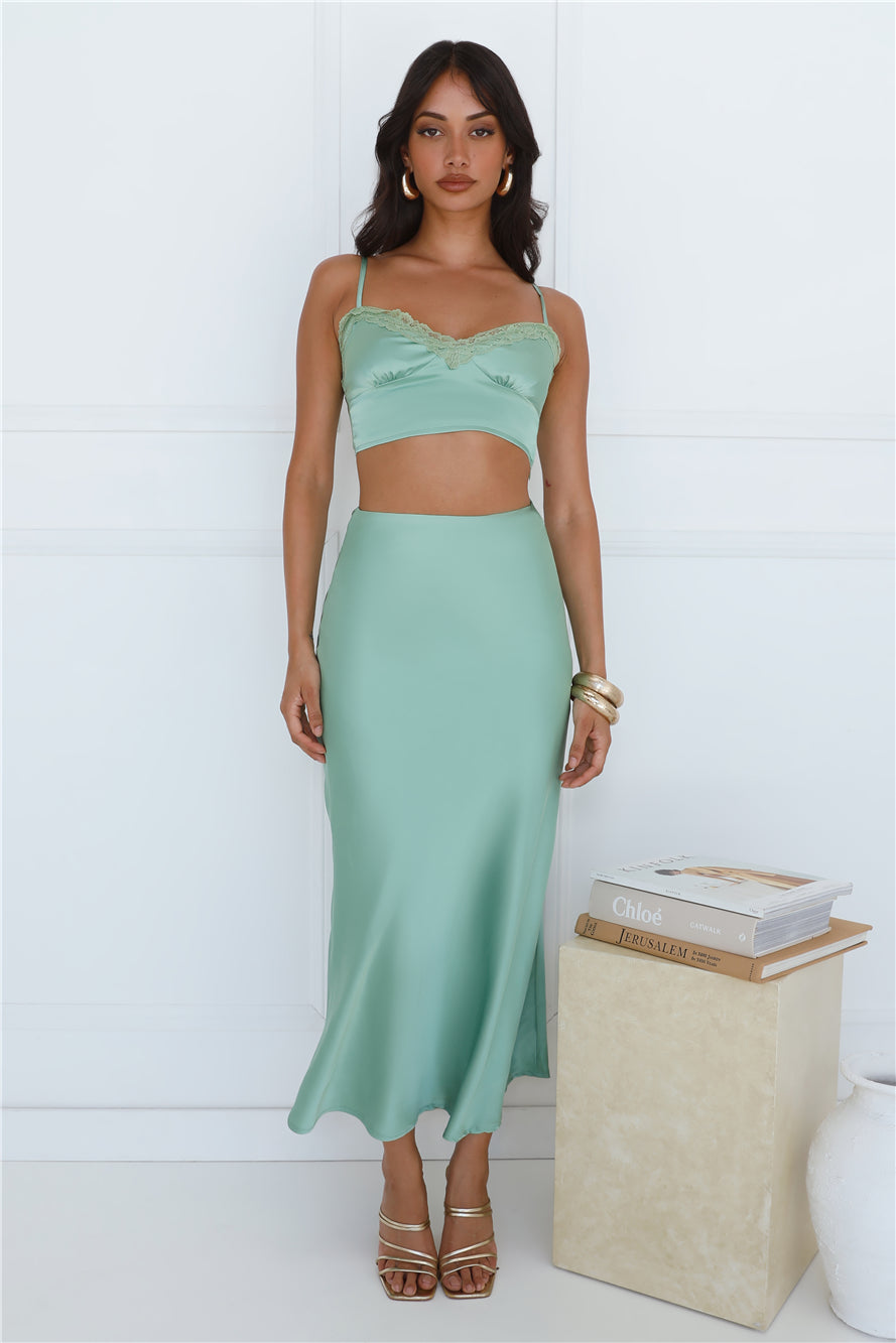 Forest Secrets Satin Crop Top Green