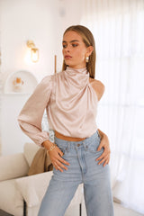 Love Deborah Satin Crop Top Beige
