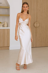 Grandest Entrance Satin Maxi Dress Champagne
