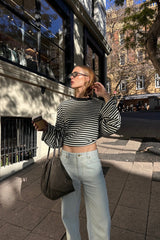 Bloom Long Sleeve Top Onyx Stripe