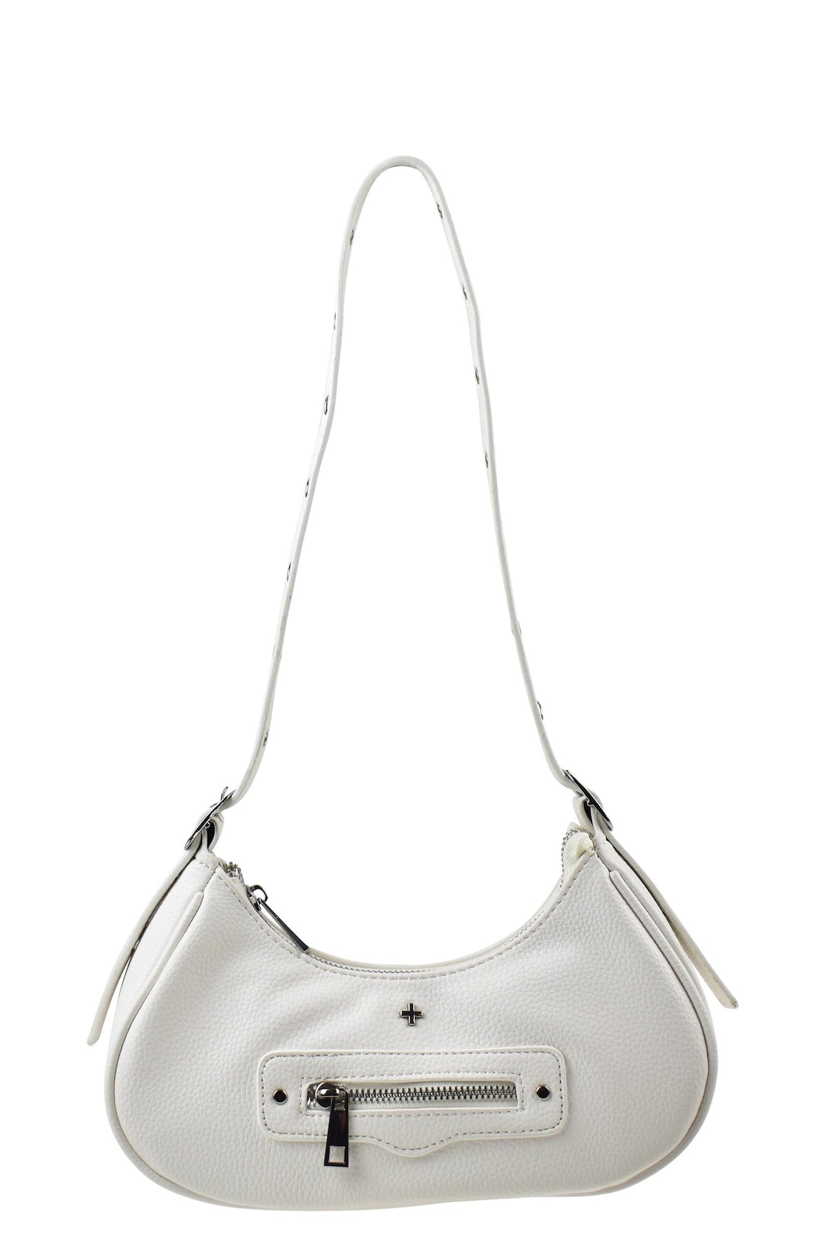 Moto Bag Black White Pebble Silver