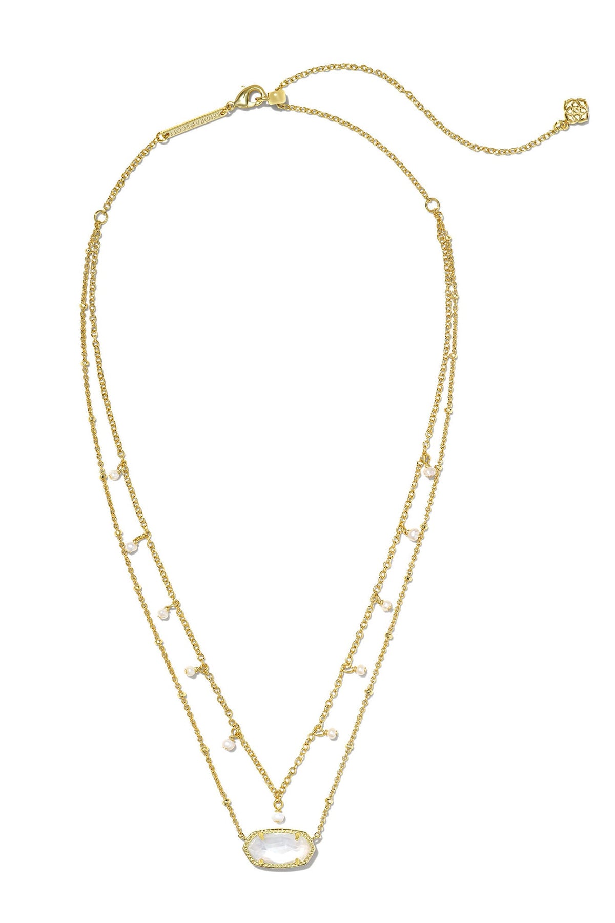 Elisa Gold Pearl Multi Strand Necklace Ivory Mother Of Pearl