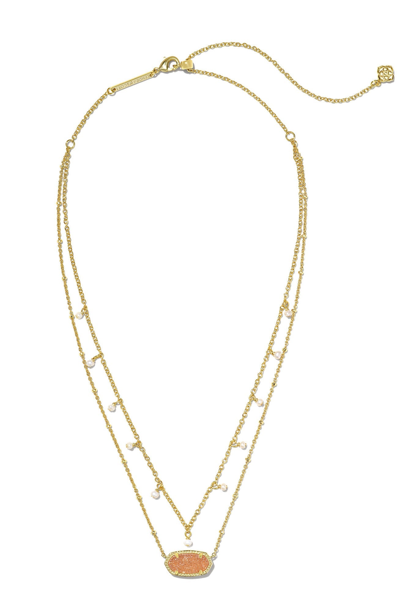 Elisa Gold Pearl Multi Strand Necklace Gold Sand