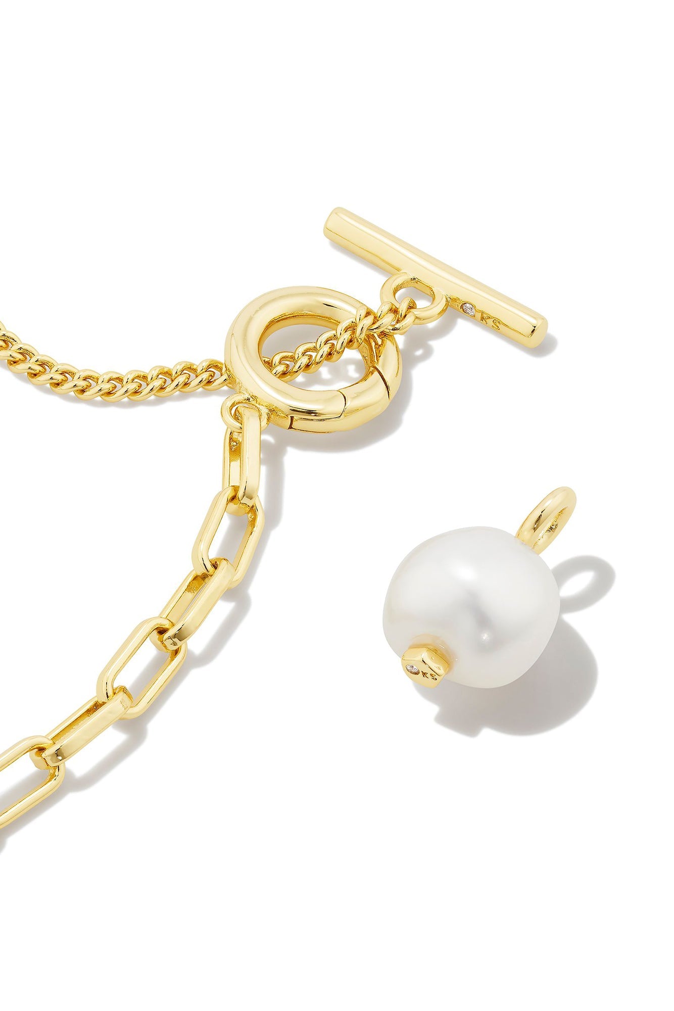 Leighton Convertible Gold Pearl Chain Necklace Freshwater Cultured Pearl