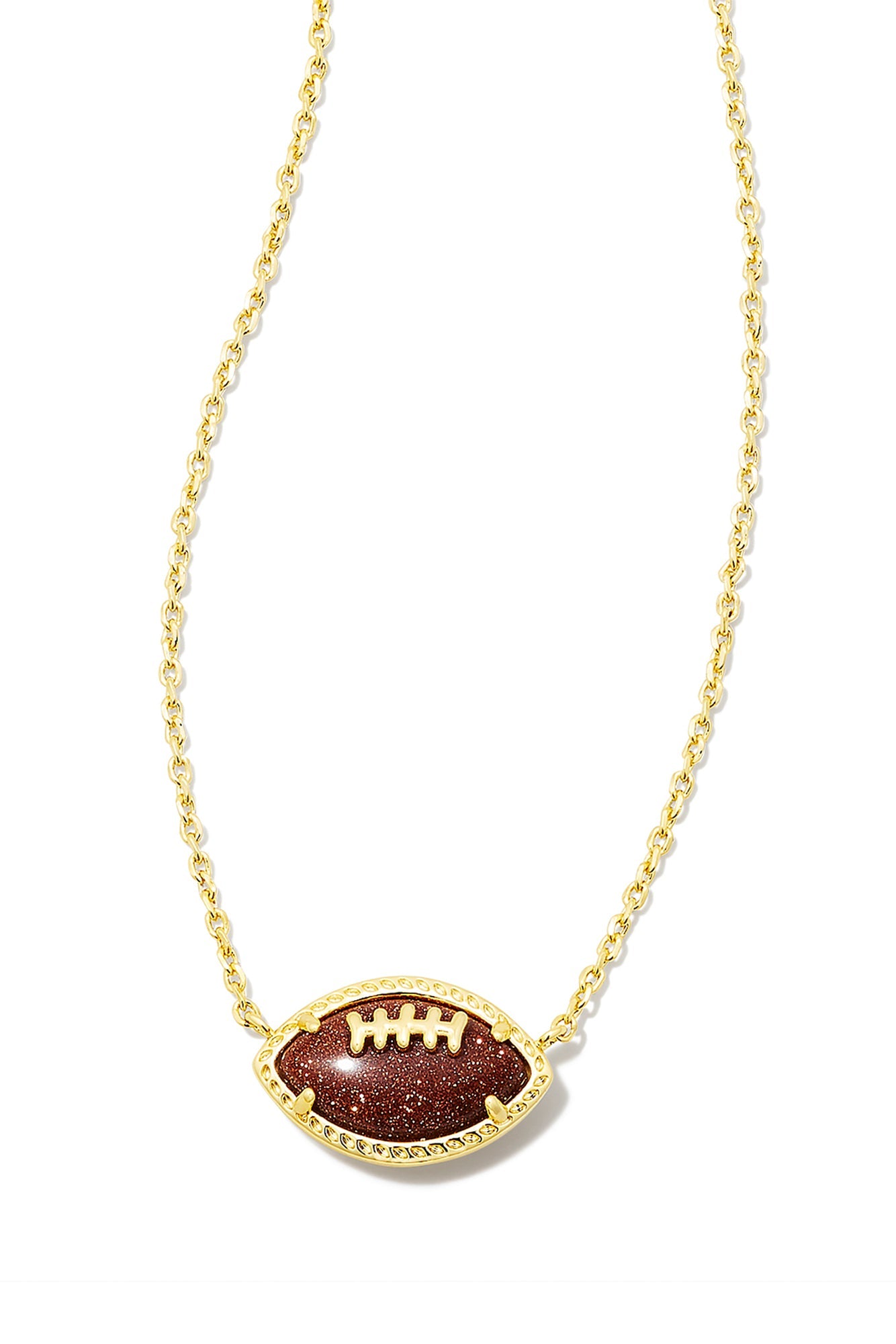 Football Short Pendant Necklace Orange Goldstone Gold