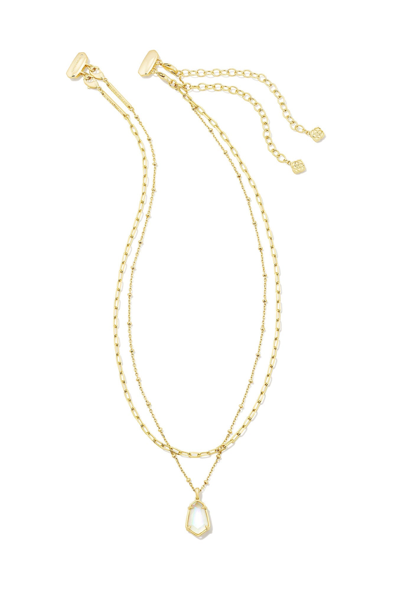 Alexandria Gold Multi Strand Necklace Iridescent Drusy