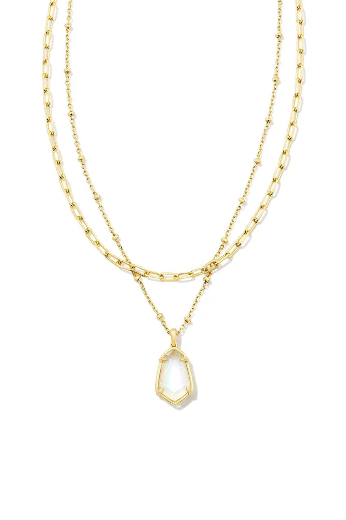 Alexandria Gold Multi Strand Necklace Iridescent Drusy