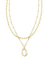 Alexandria Gold Multi Strand Necklace Iridescent Drusy