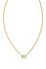 Fern Crystal Short Pendant Necklace Gold White Crystal