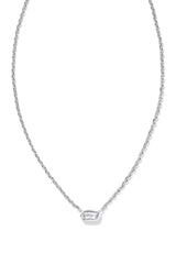 Fern Crystal Short Pendant Necklace Silver White Crystal
