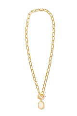 Daphne Link and Chain Necklace Gold Ivory Mother Of Pearl