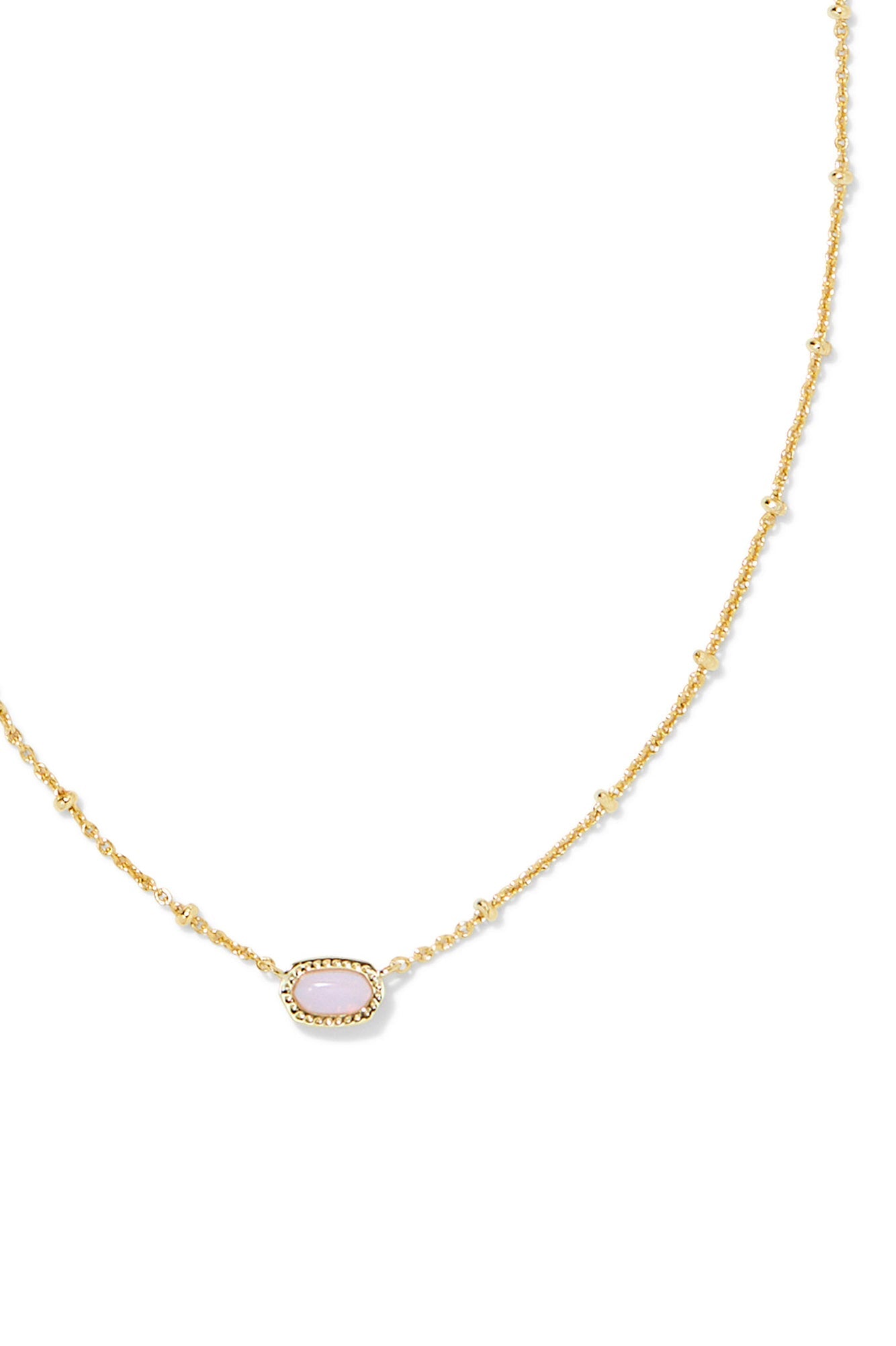 Mini Elisa Satellite Short Pendant Necklace Gold Pink Opalite Crystal