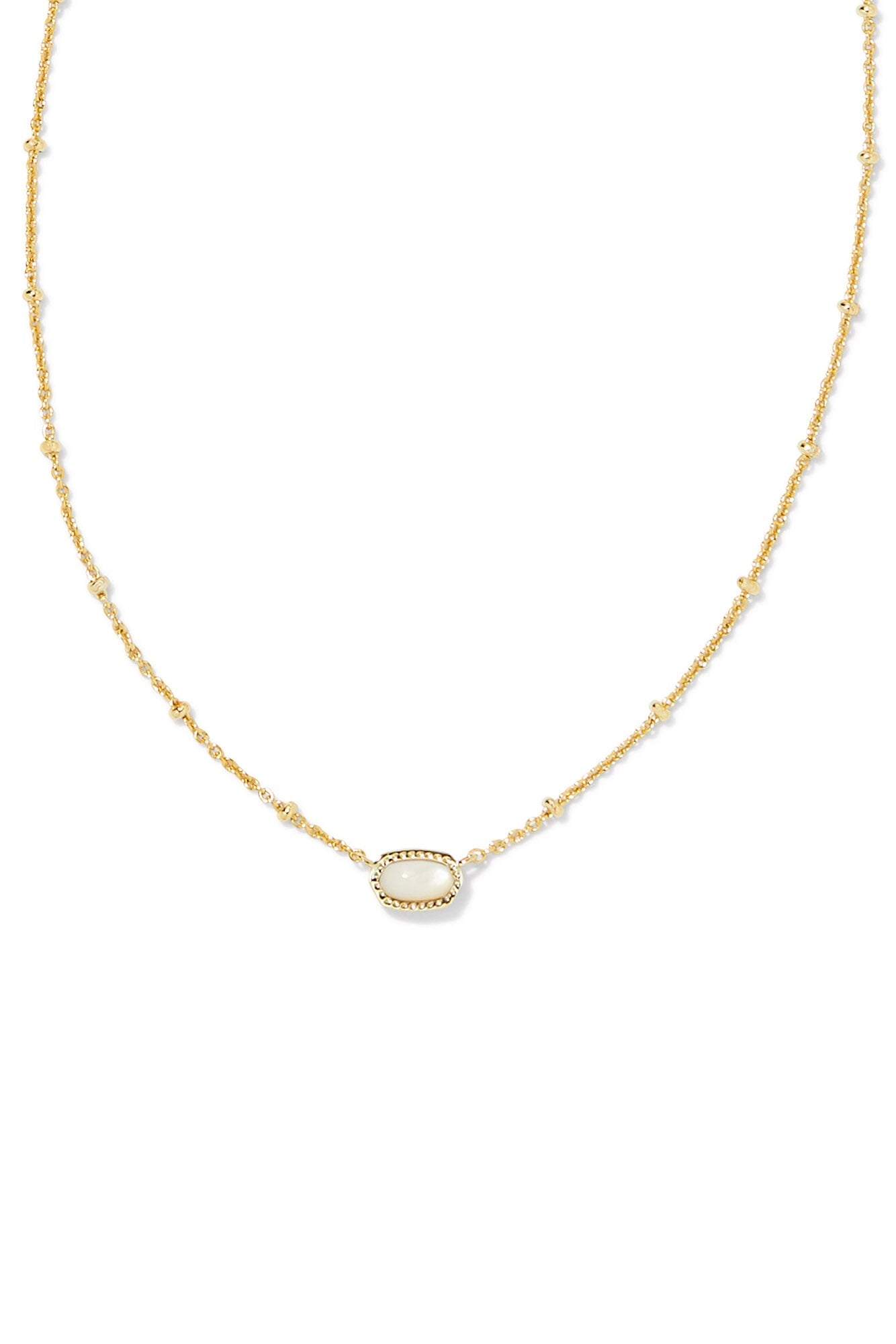 Mini Elisa Gold Satellite Short Pendant Necklace Ivory Mother Of Pearl
