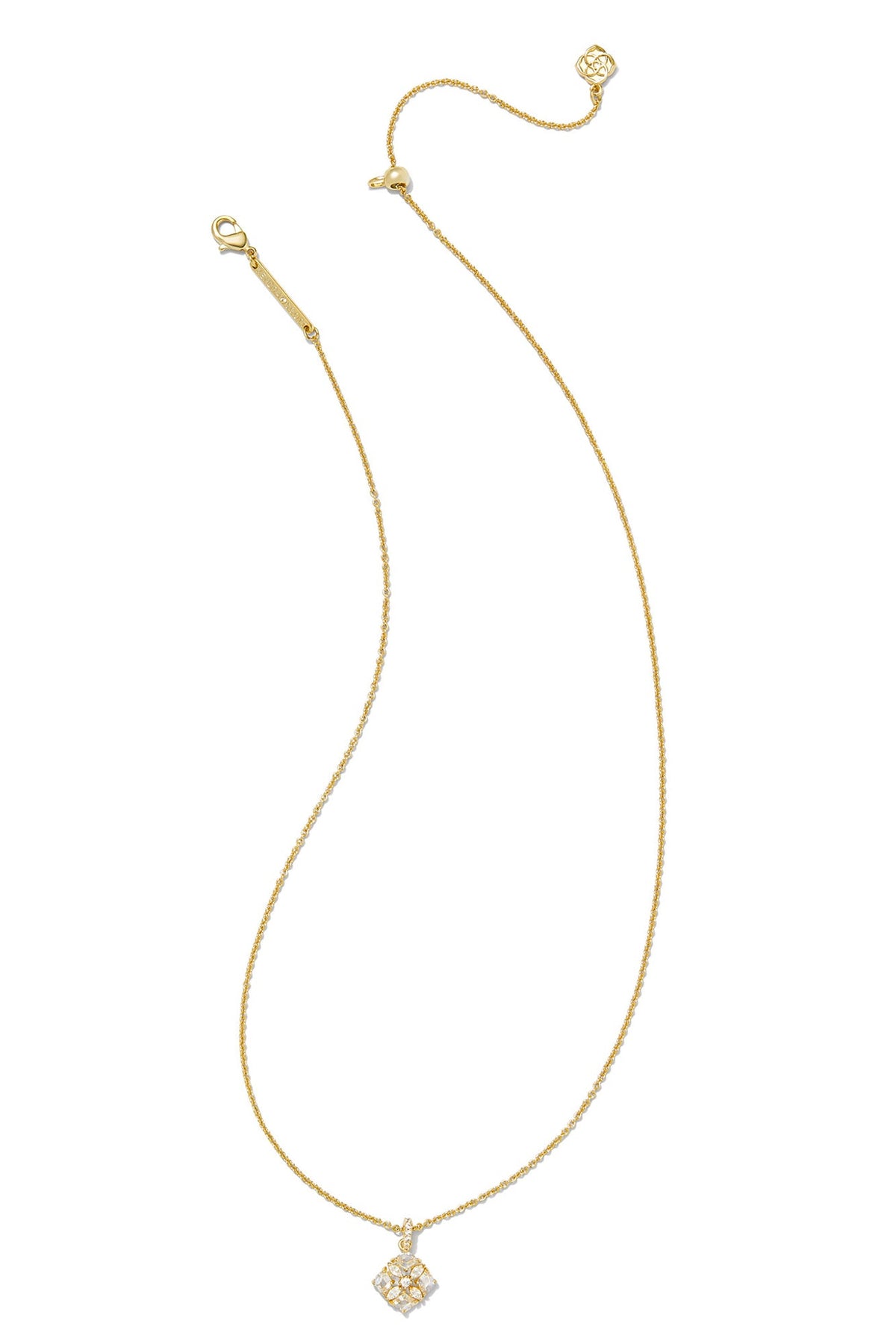 Dira Crystal Short Pendant Necklace Gold White Crystal