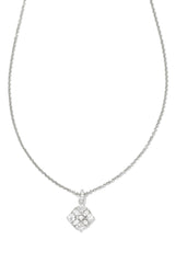 Dira Silver Crystal Short Pendant Necklace Silver White Crystal