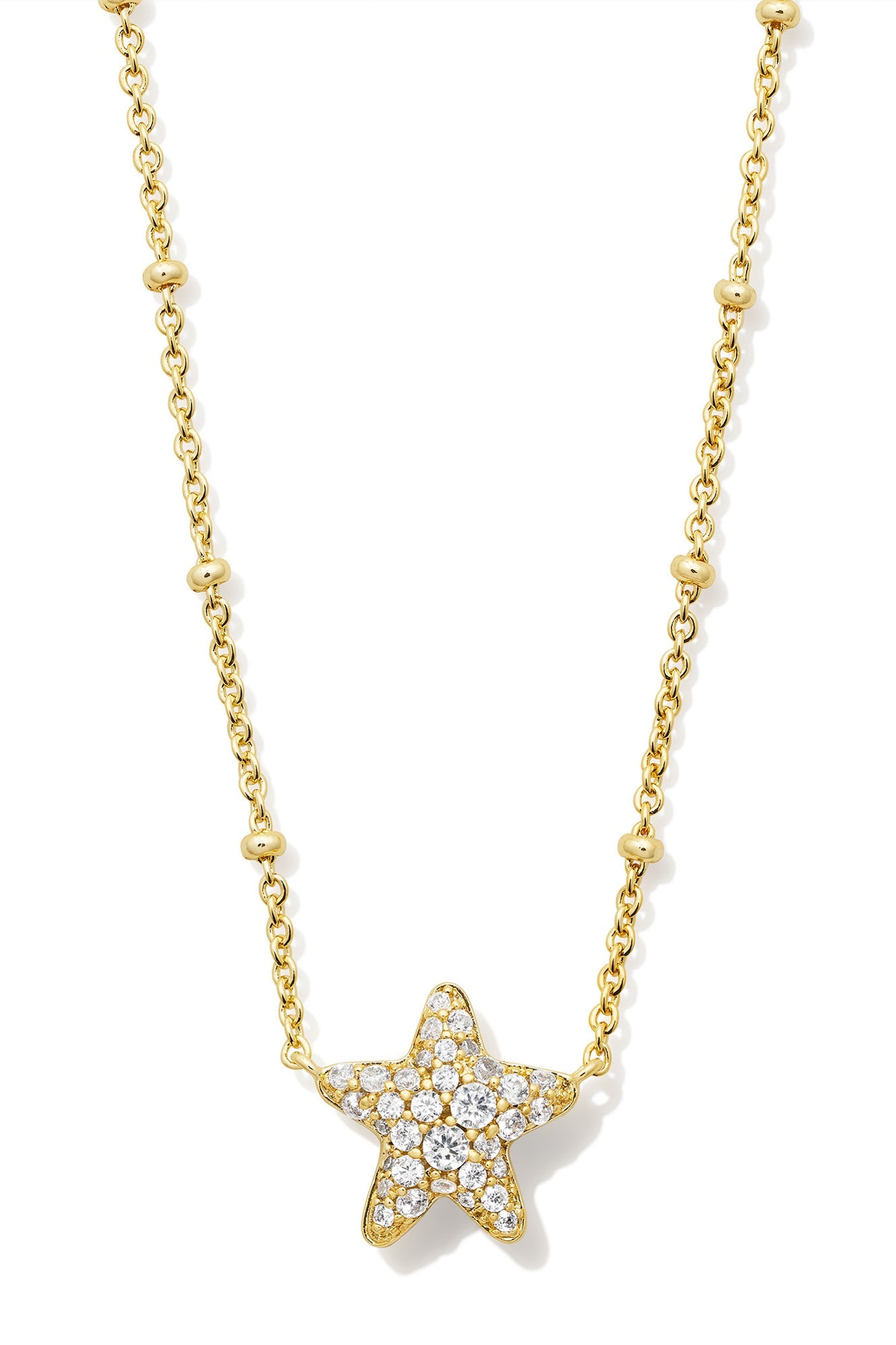 Jae Star Pave Short Pendant Necklace Gold White Crystal