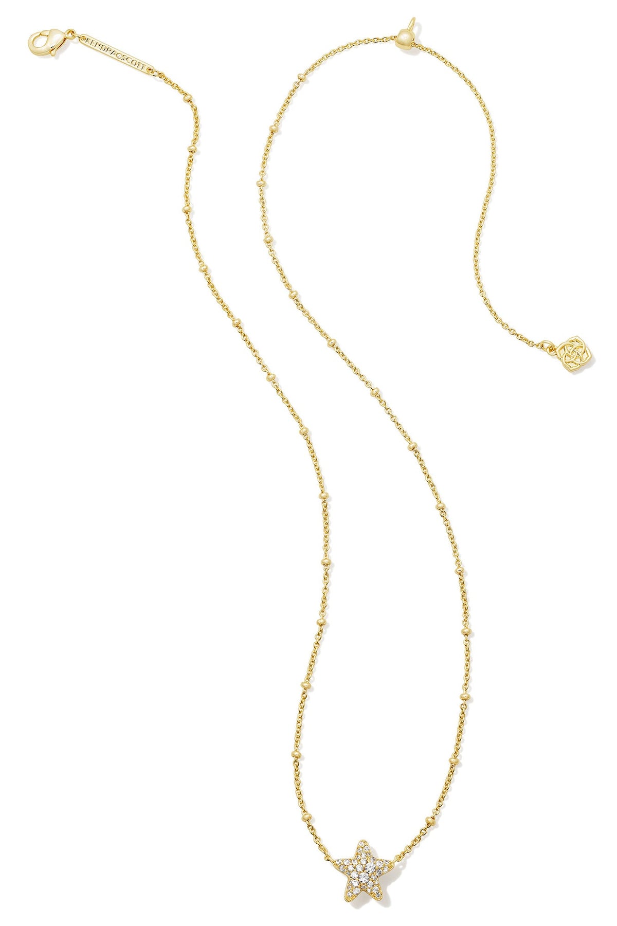 Jae Star Pave Short Pendant Necklace Gold White Crystal