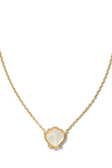 Brynne Shell Short Pendant Necklace Gold Ivory Mother Of Pearl