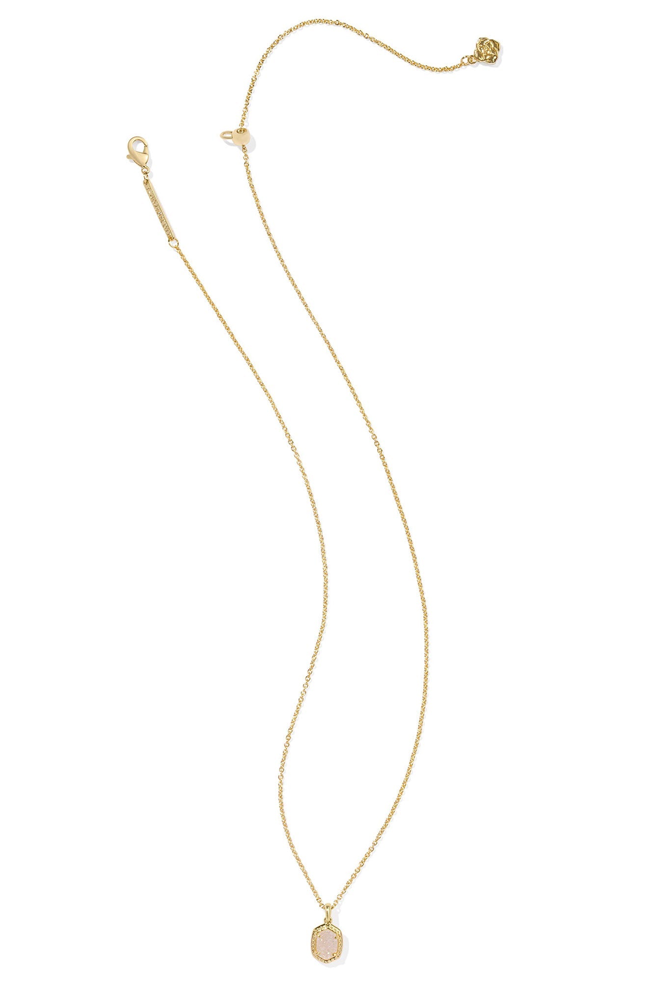 Daphne Gold Framed Short Pendant Necklace  Iridescent Drusy