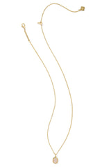 Daphne Gold Framed Short Pendant Necklace  Iridescent Drusy