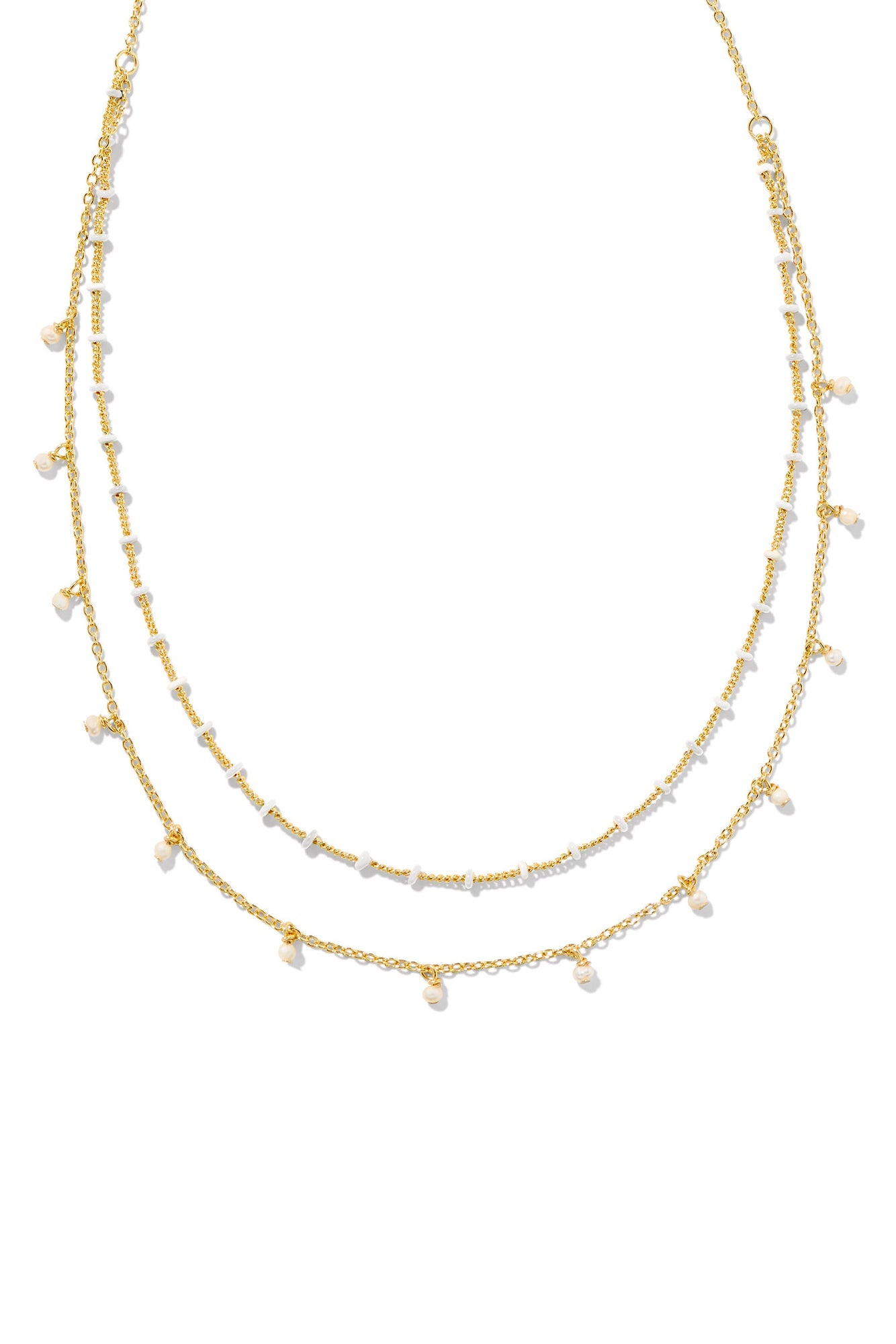 Eve Multi Strand Necklace White Mix Gold