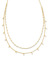 Eve Multi Strand Necklace White Mix Gold