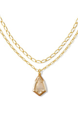 Camry Gold Enamel Frame Multi Strand Necklace Natural Mother-of-Pearl
