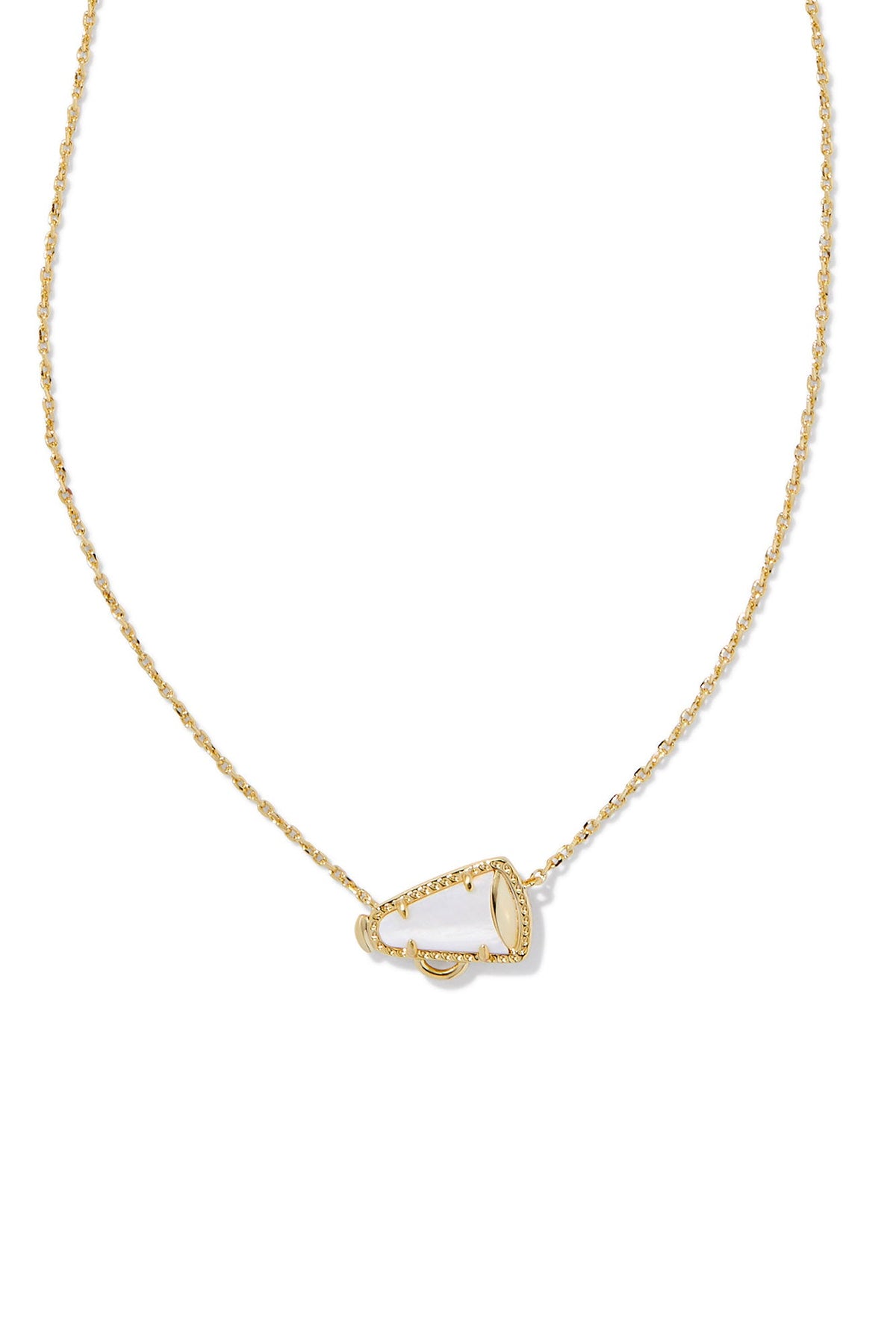 Cheer Gold Short Pendant Necklace White Mother Of Pearl