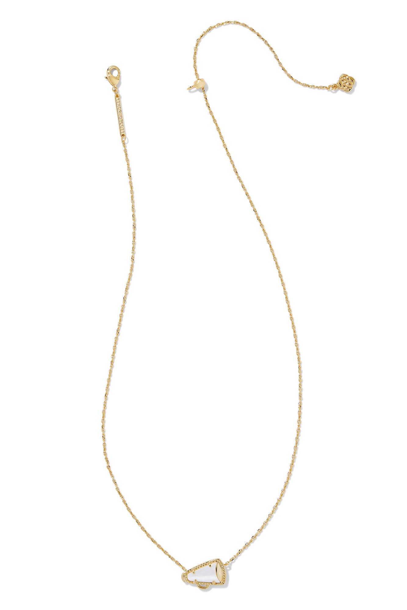 Cheer Gold Short Pendant Necklace White Mother Of Pearl