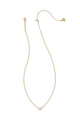 Mini Elisa Gold Enamel Frame Short Pendant Necklace White Mother-of-Pearl
