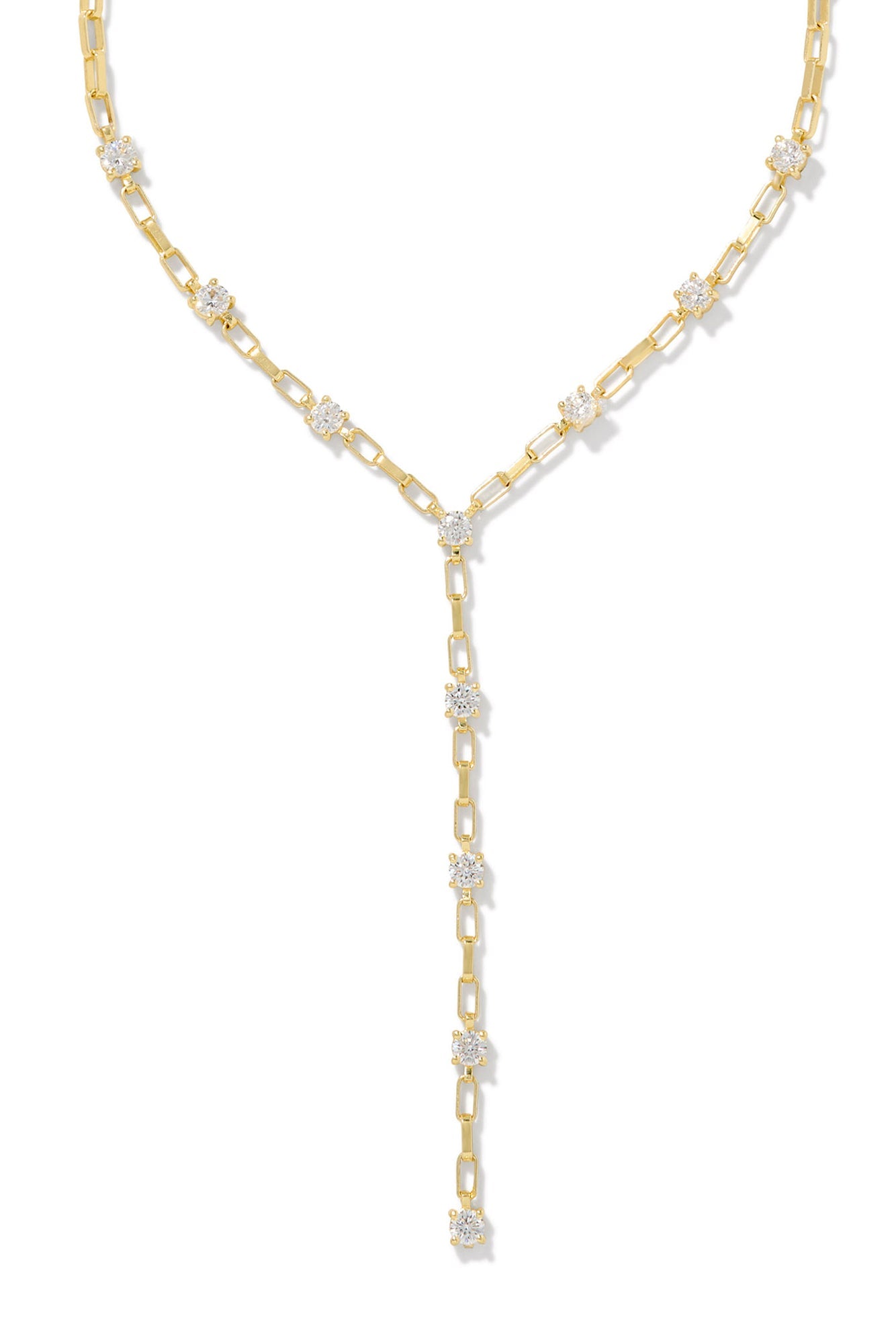 Lexi Y Necklace White Crystal Gold