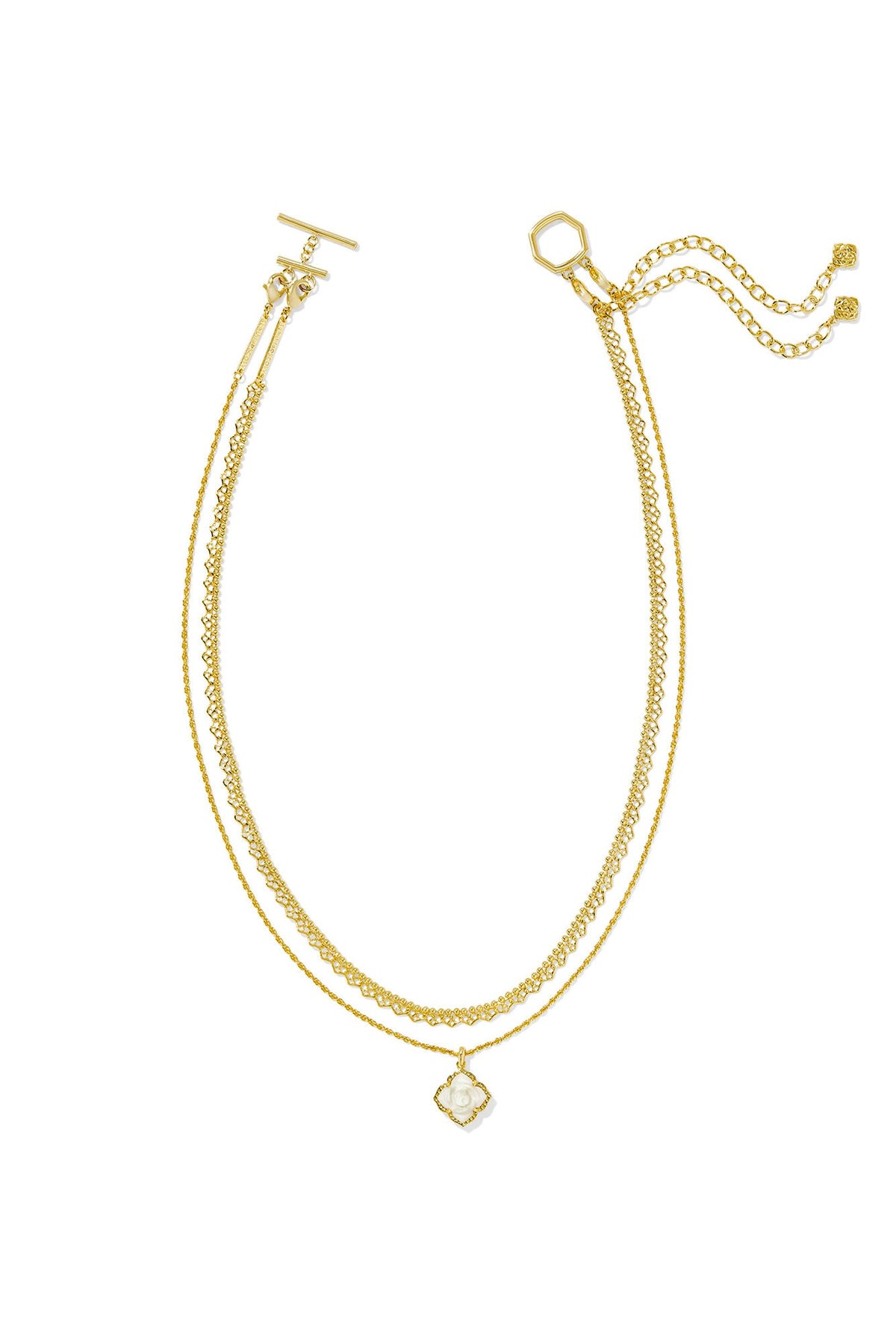 Mallory Rose Gold Multi Strand Necklace Ivory Mother Of Pearl