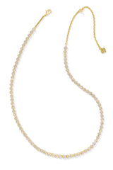 Emery Gold Tennis Necklace White Crystal