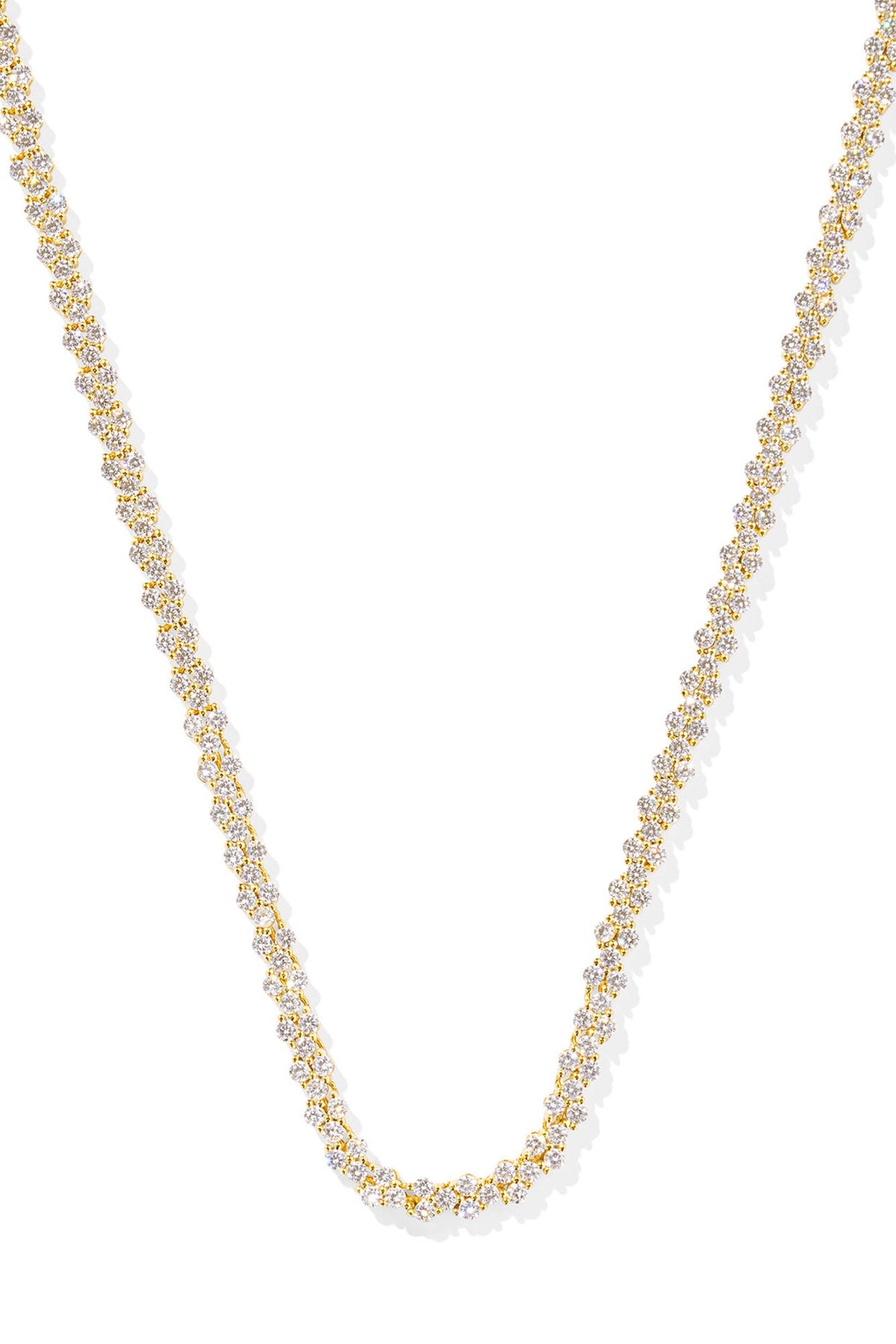 Emery Gold Tennis Necklace White Crystal