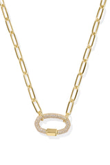 Emery Gold Link And Chain Necklace White Crystal