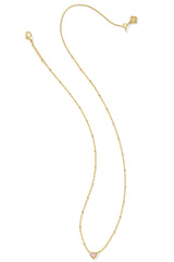 Mini Ari Heart Gold Satellite Short Pendant Necklace Bubblegum Pink Kyocera Opal