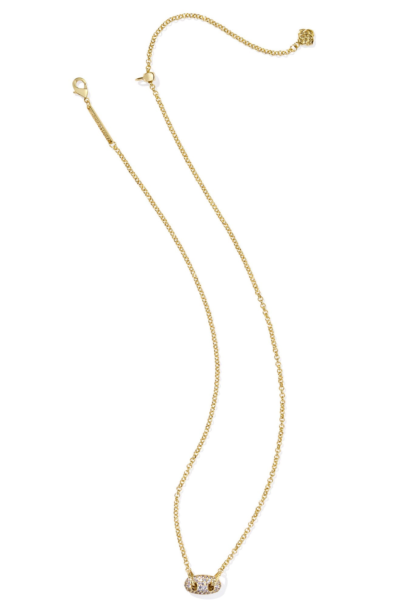 Bailey Gold Pave Short Pendant Necklace White Crystal